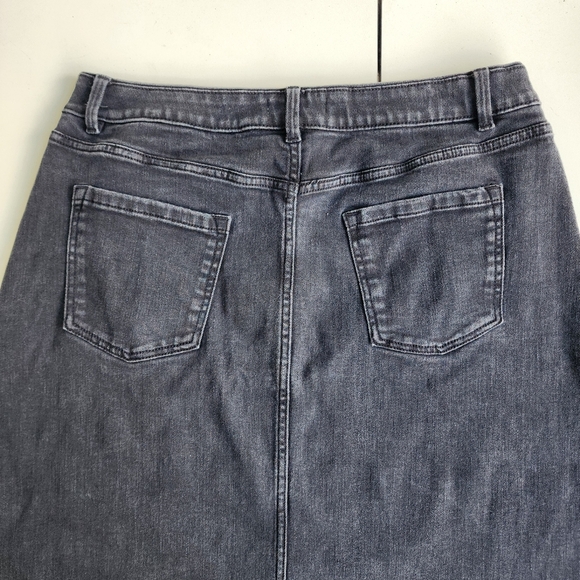 Liz Claiborne Womens Black Denim Skirt A-line Classic Midi Stretch Sz 14 - Picture 12 of 12